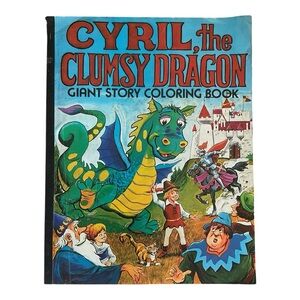 Vintage 1980 Cyril the Clumsy Dragon Giant Story Coloring Book by Joann Stewart